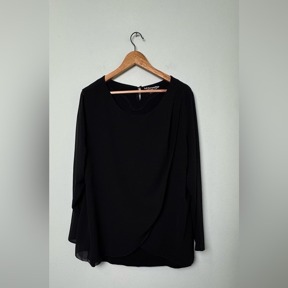 Soft Surroundings Top Belvedere Blouse Sheer Sleeves w/Layers in Black Size XL - Picture 5 of 8